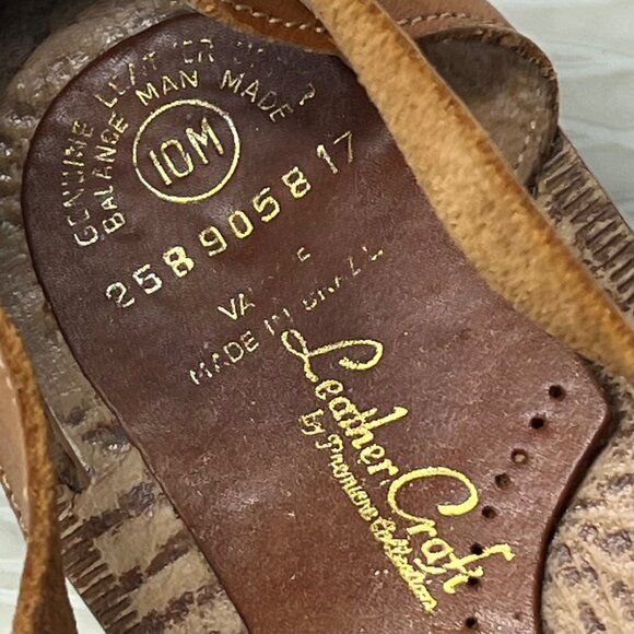 Leather Craft By Premiere Collection Size 10 Leather Woven Lace Up Sandals Brown - Picture 6 of 8